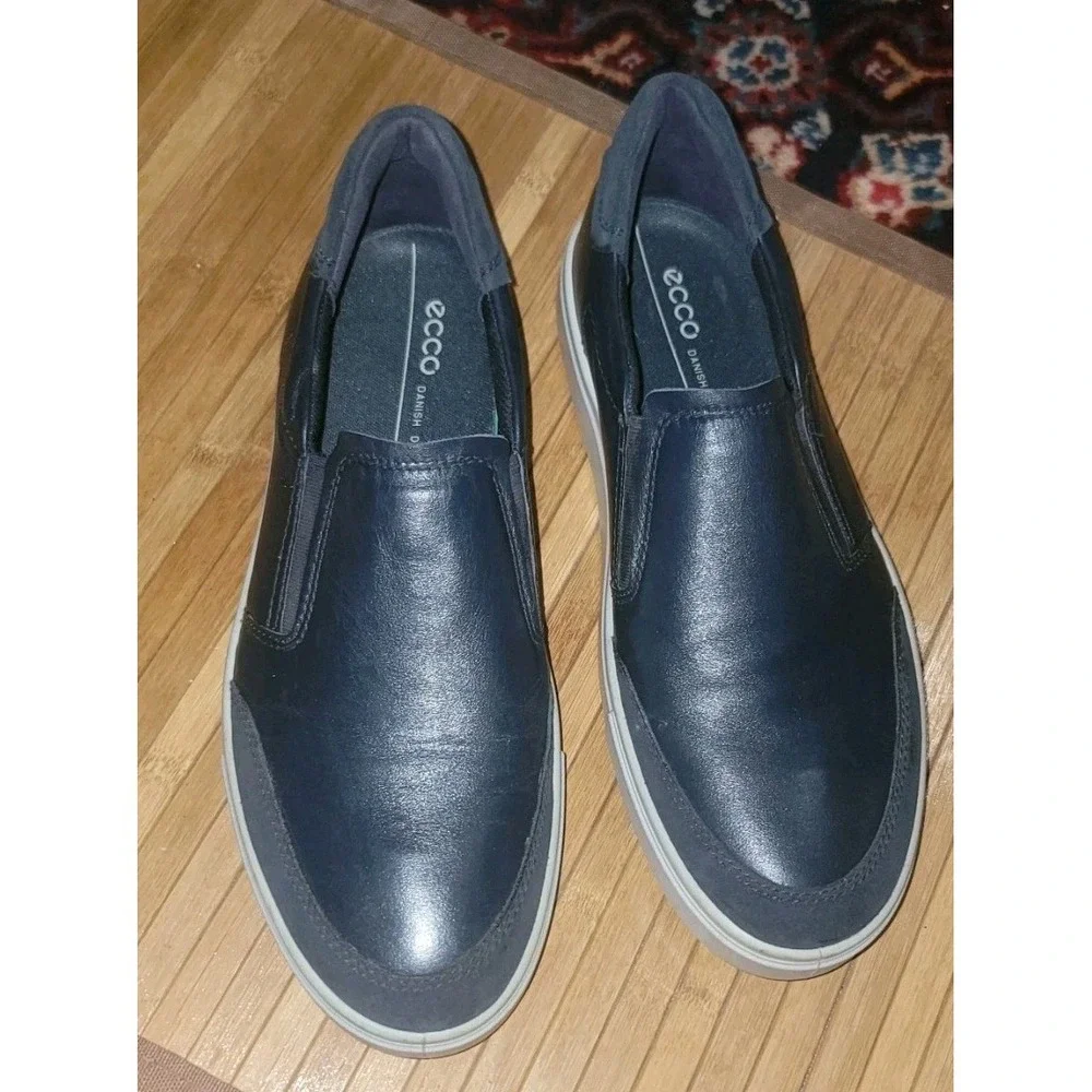 Men's Slip-On Leather Sneaker ECCO Collin 2.0 DANISH Design Navy Blue EU 43, 10